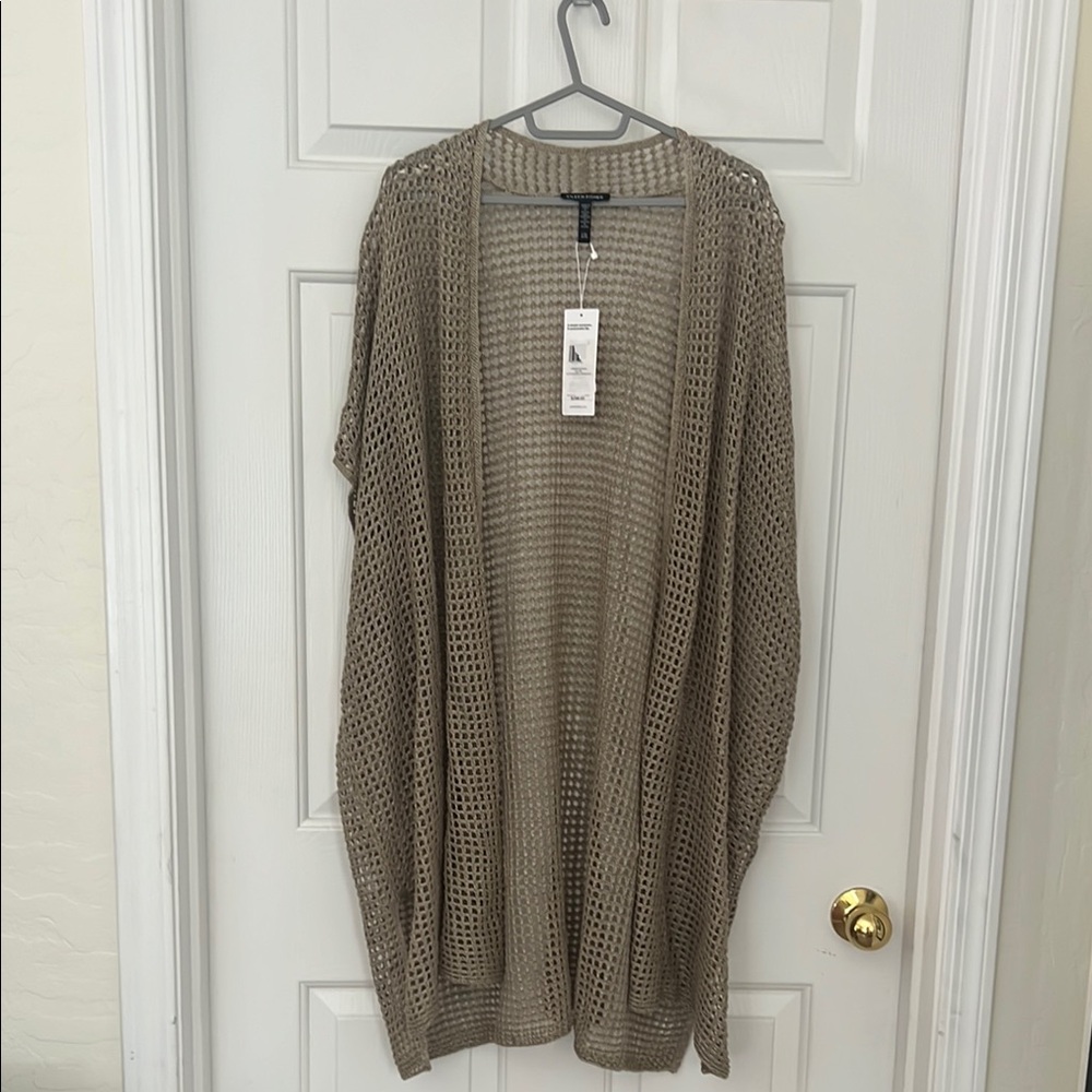 Eileen Fisher Organic Linen Délavé Long Cardigan in Natural L/XL NWT - Picture 4 of 8